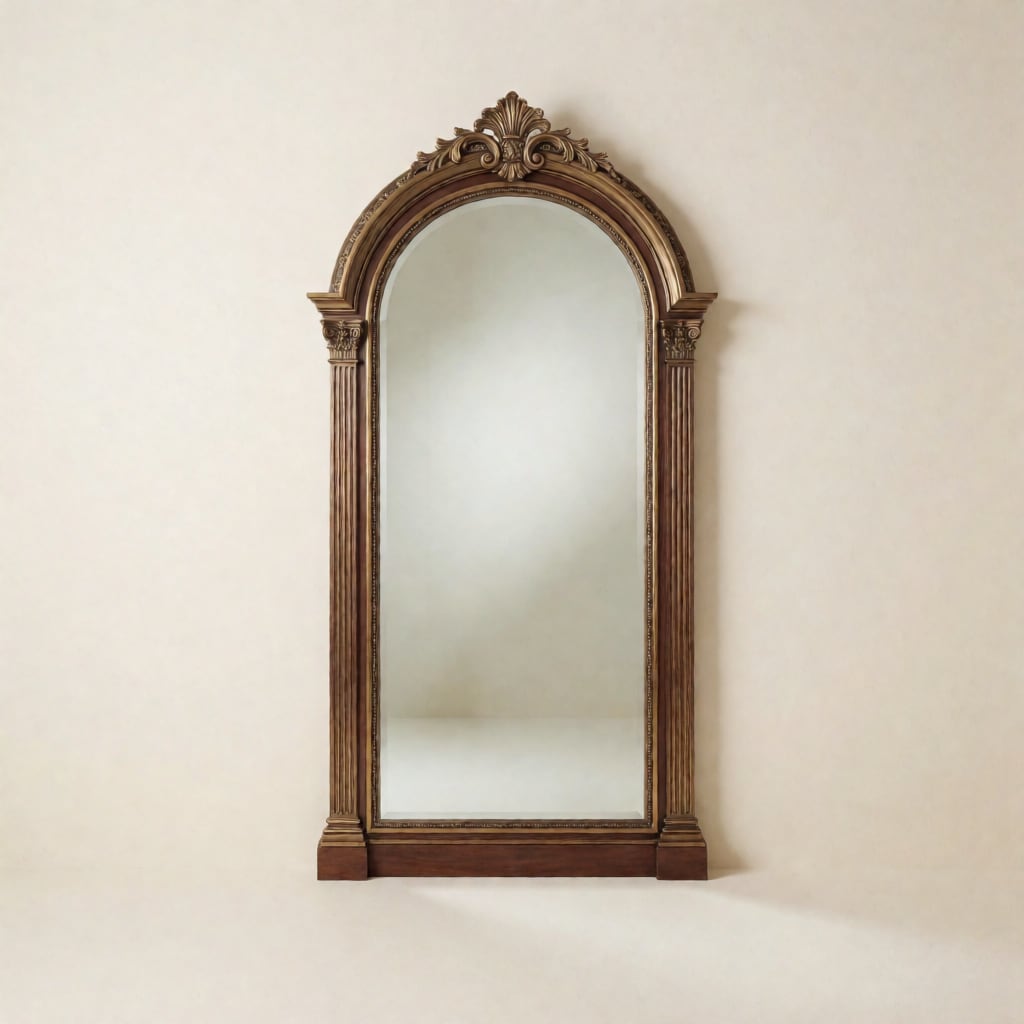 مرآة بإطار مزخرف نيو كلاسيك — بني جوزي